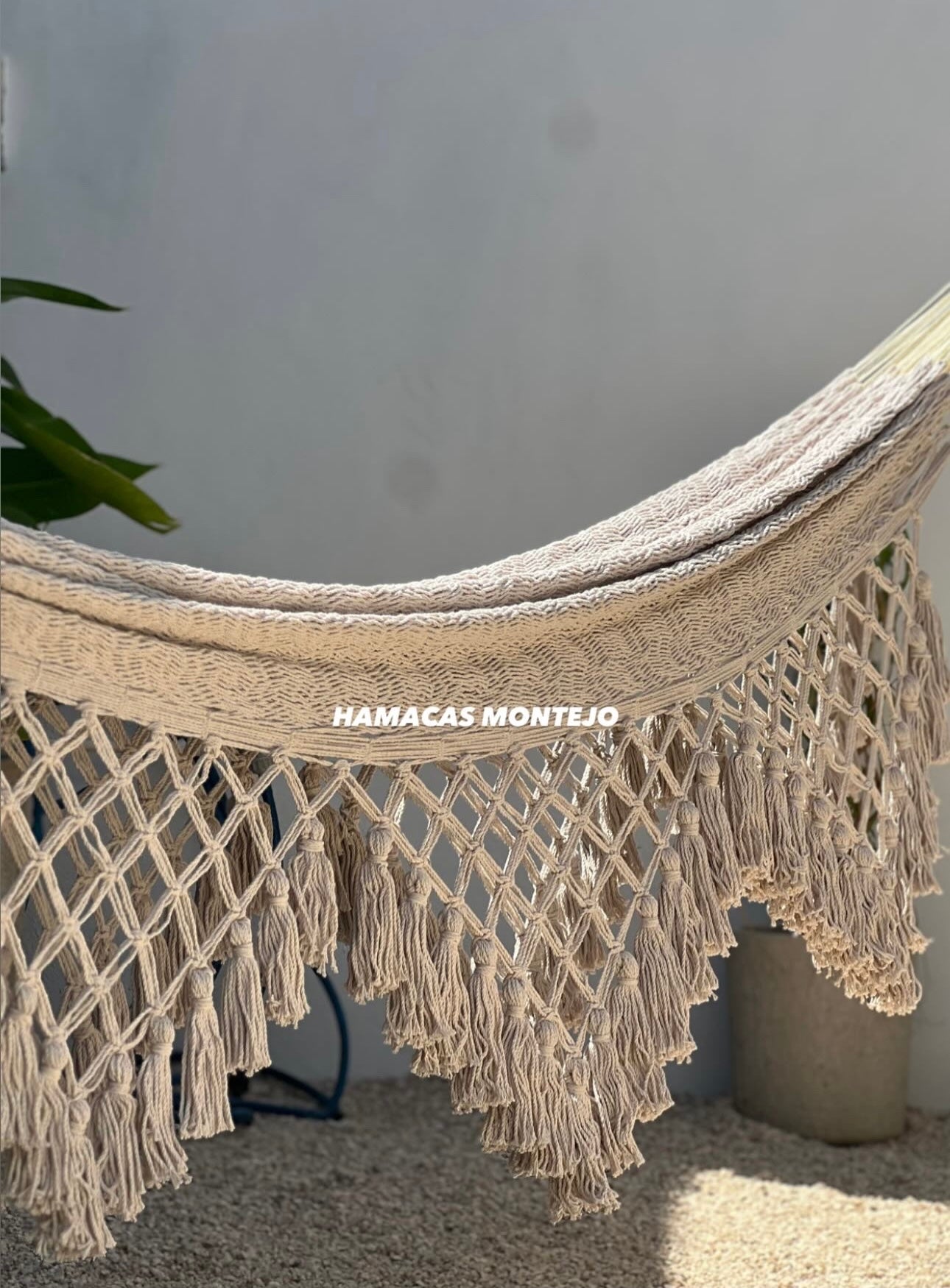 Hamaca de algodón pompones y picos