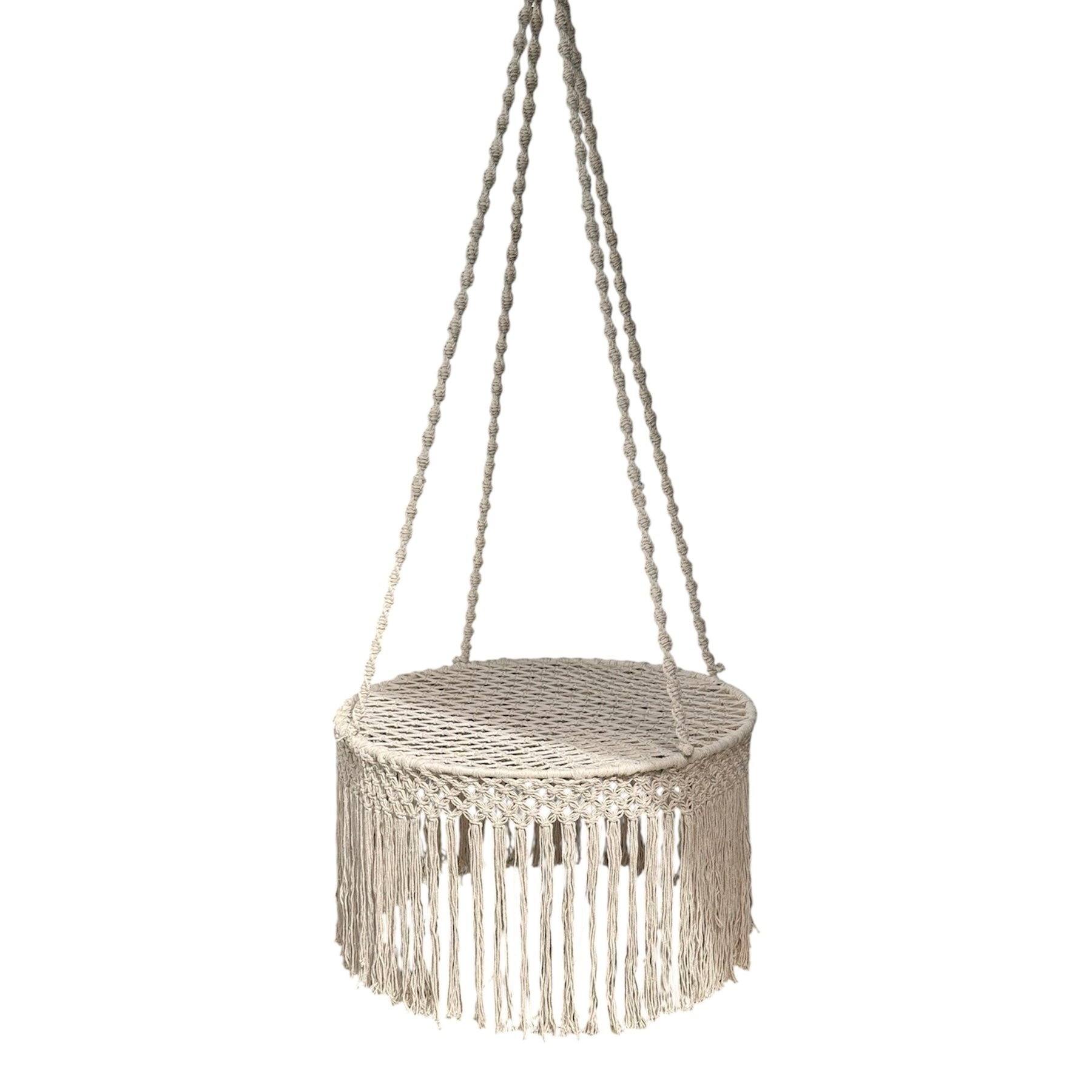 Silla circular colgante de macramé