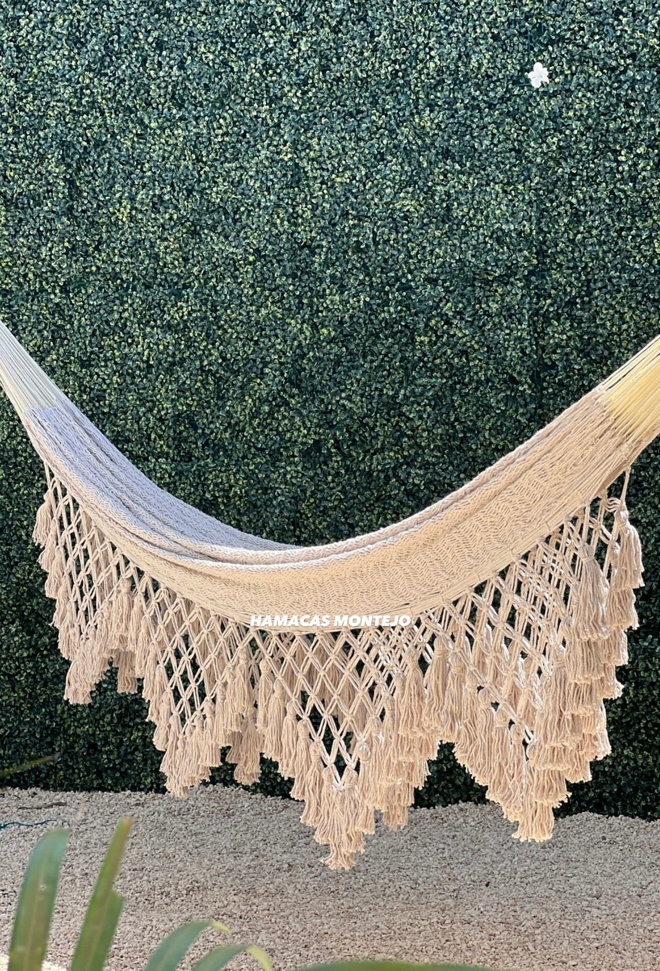 Hamaca de algodón pompones y picos