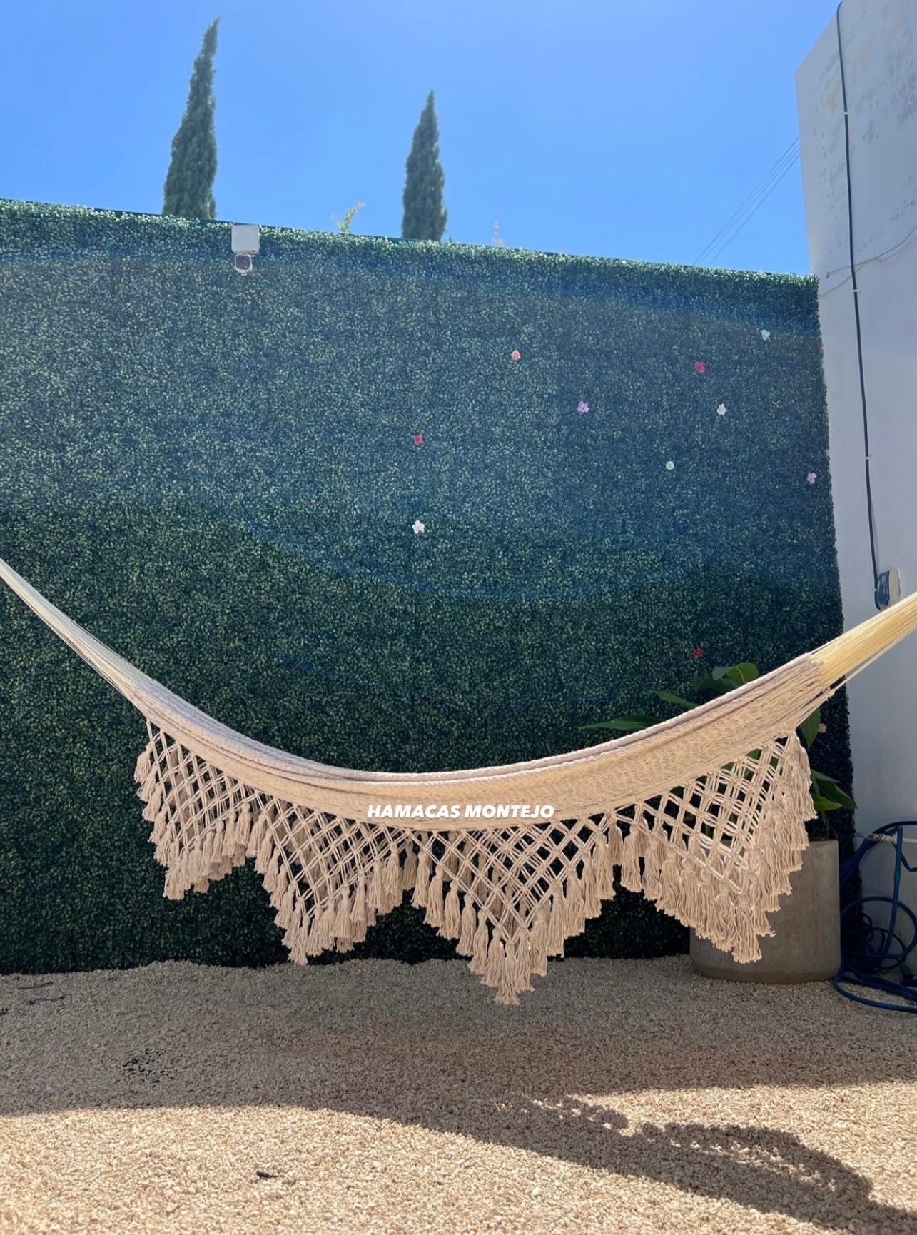 Hamaca de algodón pompones y picos