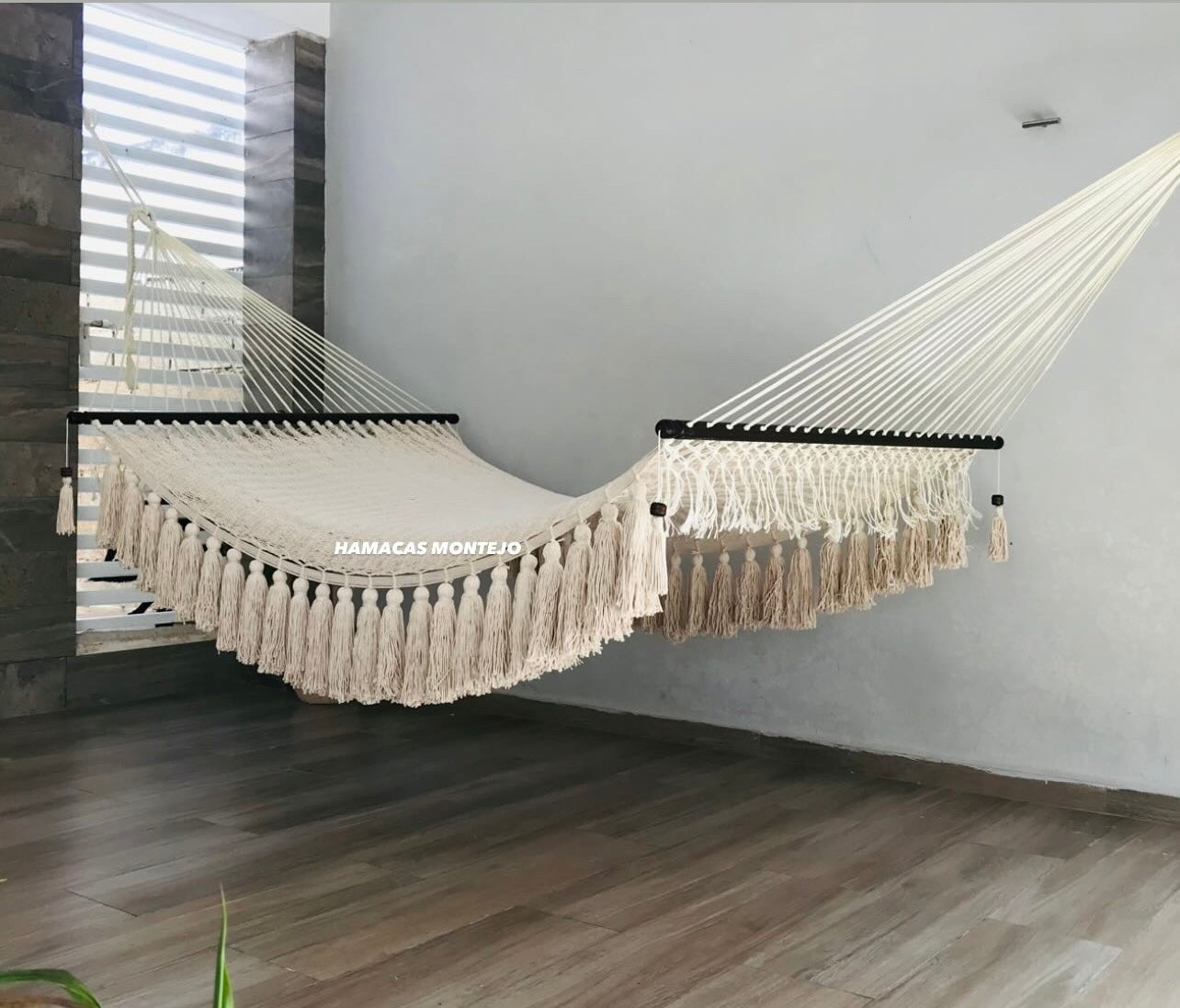 Hamaca de algodón catre de pompones