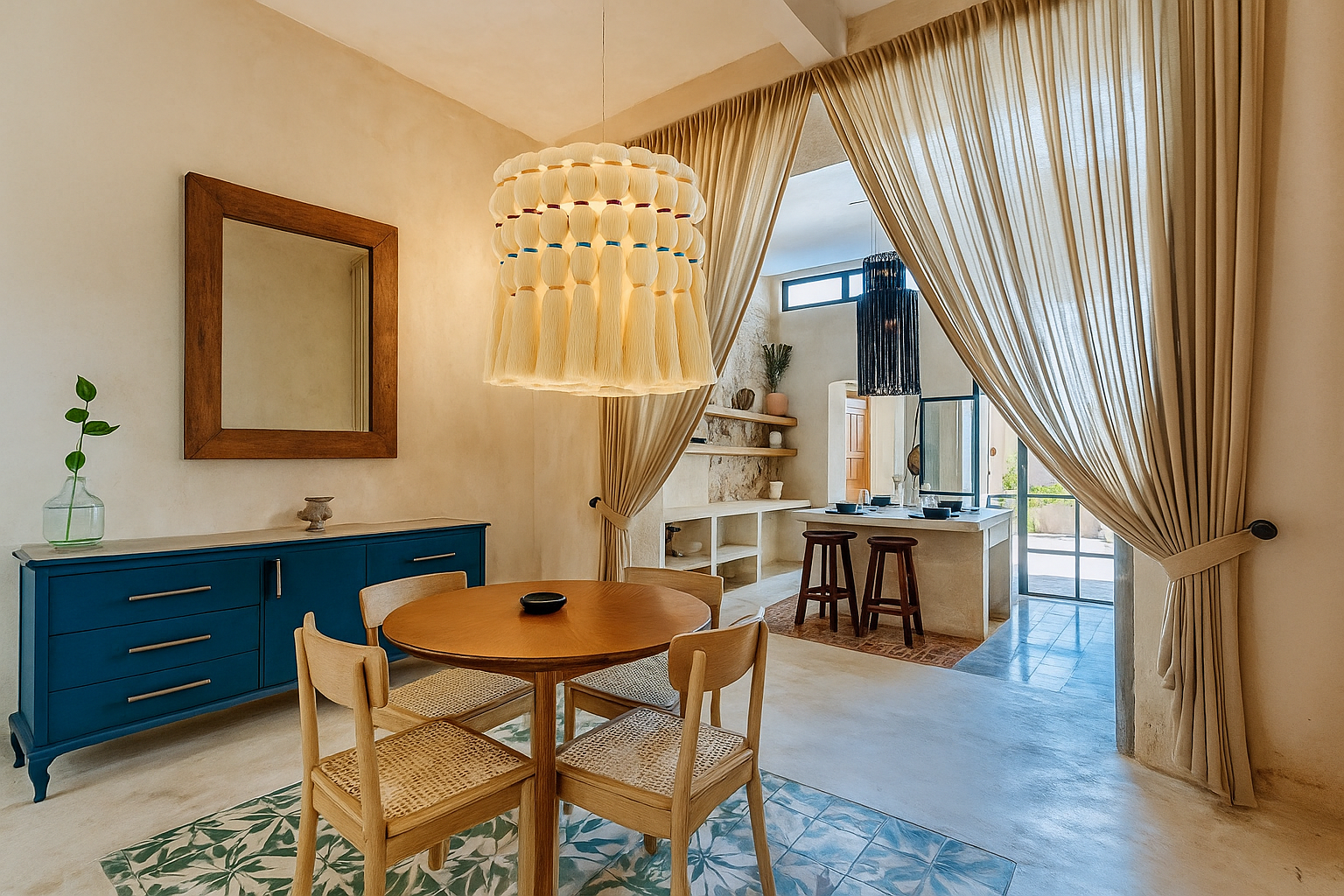 Pantalla colgante de borlas