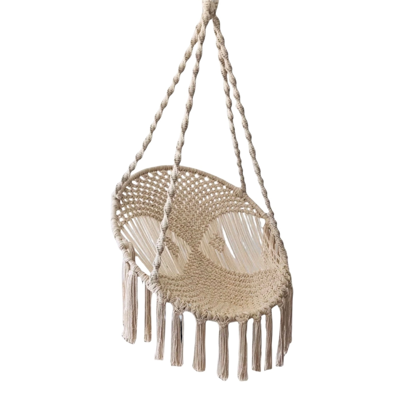 Silla colgante de macramé tejida
